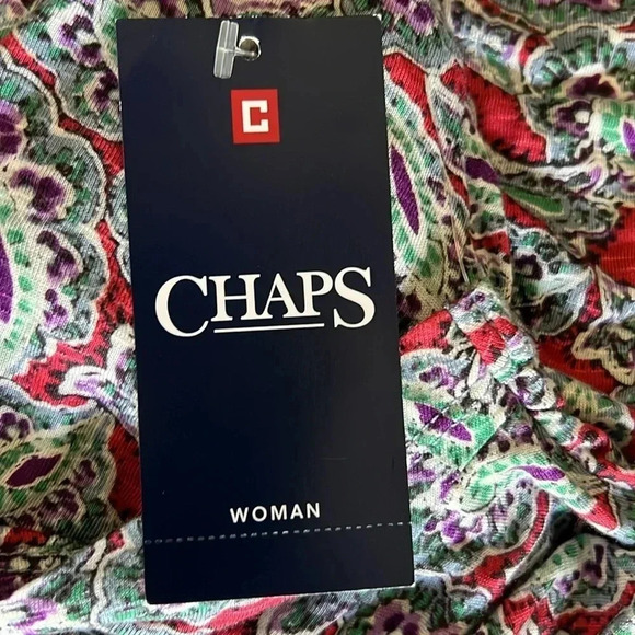 NWT Chaps Dusty Lane Multicolored Paisley Peasant Top Boho Popover U12 - Picture 6 of 6